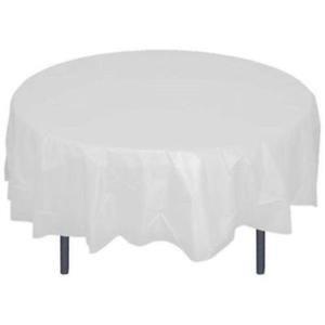 90” White Round Tablecloth