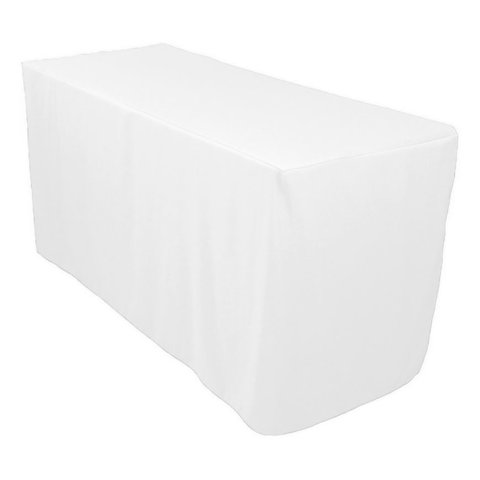 4' White Polyester Tablecloth